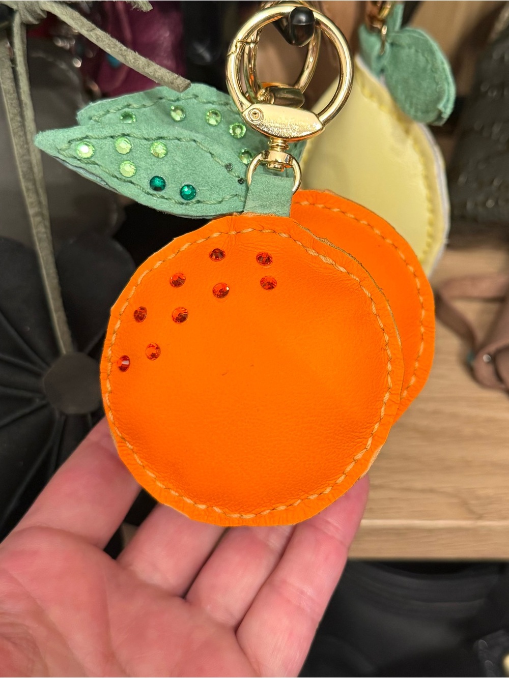Leather Orange Bag Charm
